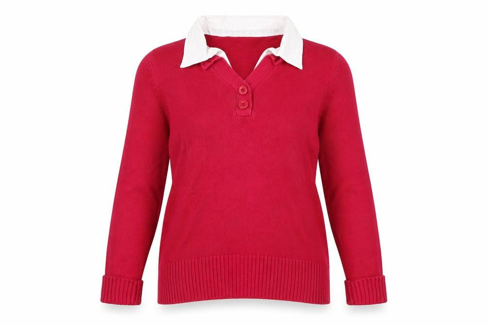 Womens UK Size 16 Marks and Spencer Red Henley Jumper