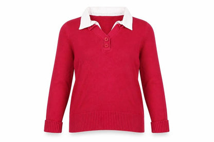 Womens UK Size 16 Marks and Spencer Red Henley Jumper