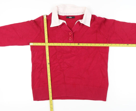 Womens UK Size 16 Marks and Spencer Red Henley Jumper
