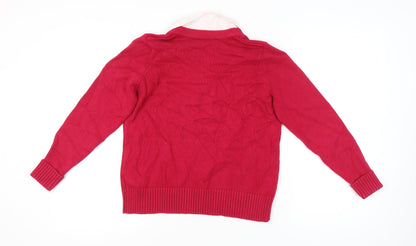 Womens UK Size 16 Marks and Spencer Red Henley Jumper