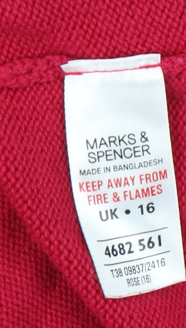 Womens UK Size 16 Marks and Spencer Red Henley Jumper