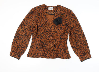 Fisser Women's Brown Animal Print Blouse Size 12