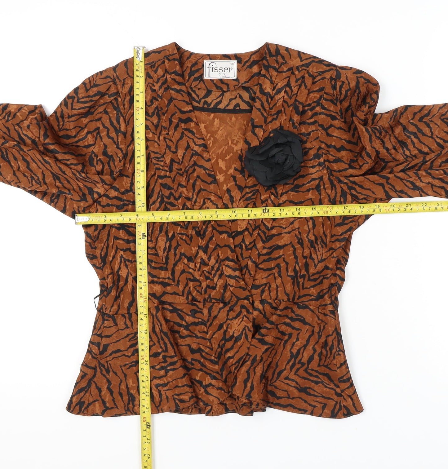 Fisser Women's Brown Animal Print Blouse Size 12