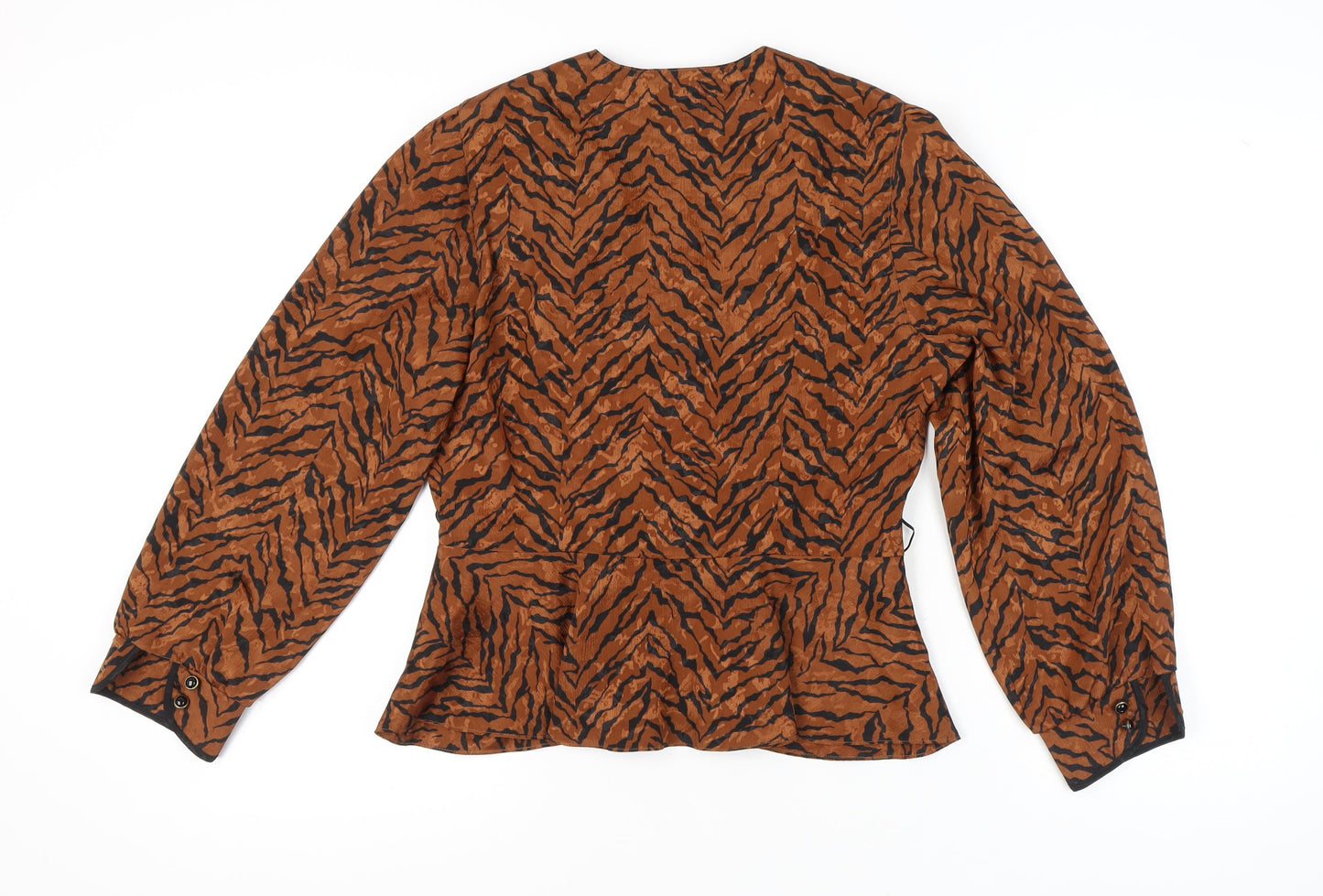 Fisser Women's Brown Animal Print Blouse Size 12