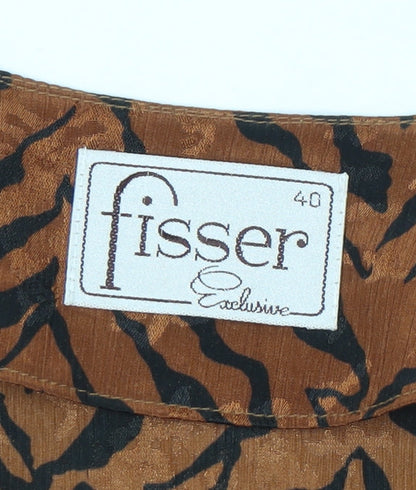 Fisser Women's Brown Animal Print Blouse Size 12