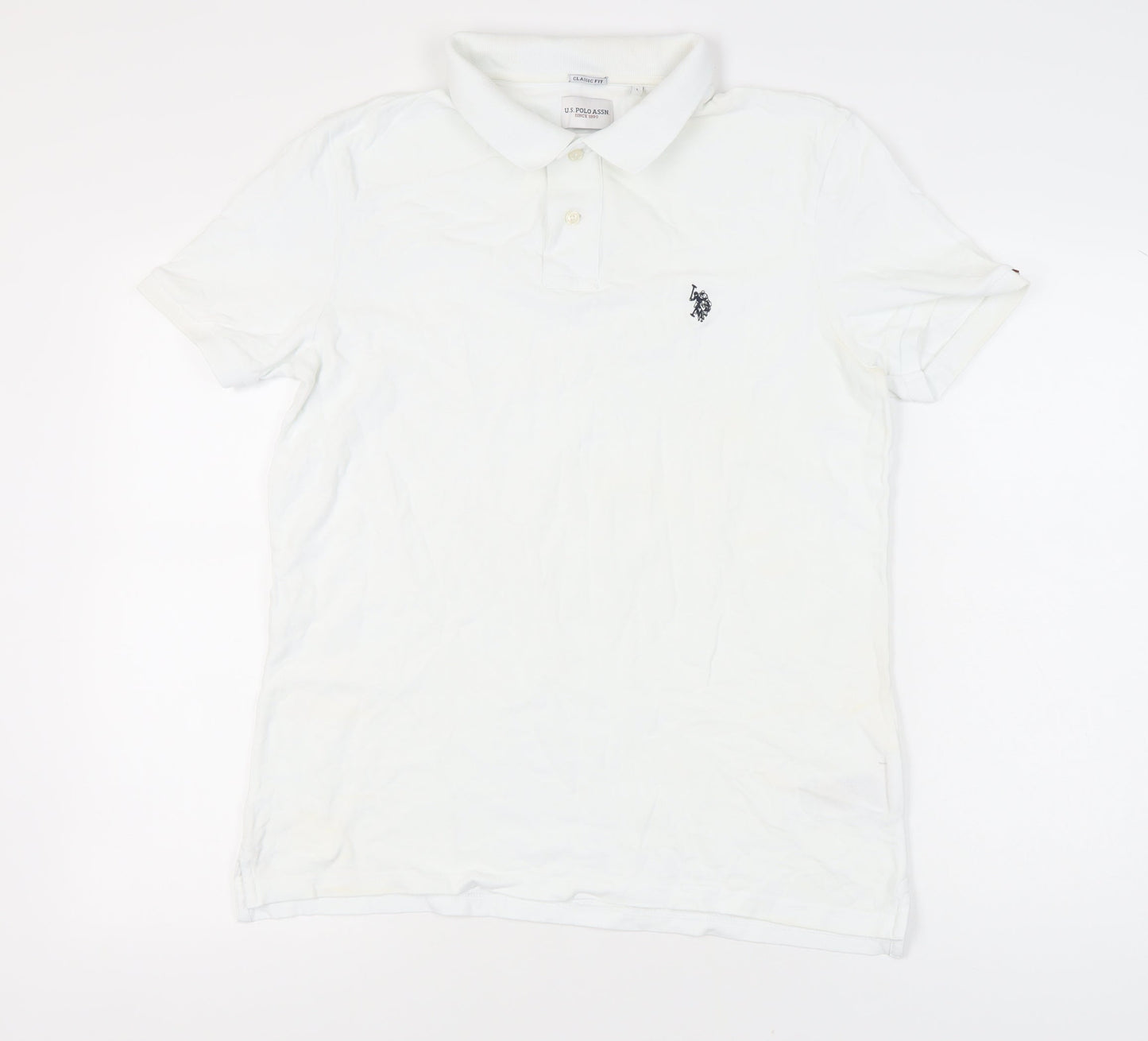 U.S. Polo Assn. Men's White Polo Shirt, Size L, Breathable