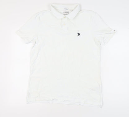 U.S. Polo Assn. Men's White Polo Shirt, Size L, Breathable