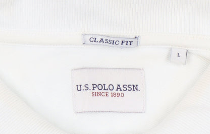U.S. Polo Assn. Men's White Polo Shirt, Size L, Breathable