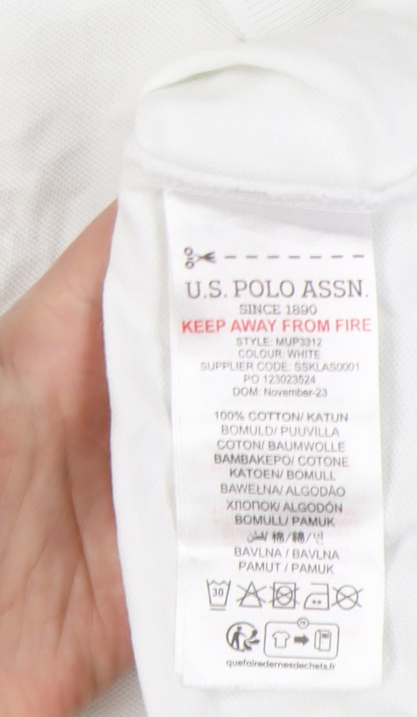 U.S. Polo Assn. Men's White Polo Shirt, Size L, Breathable
