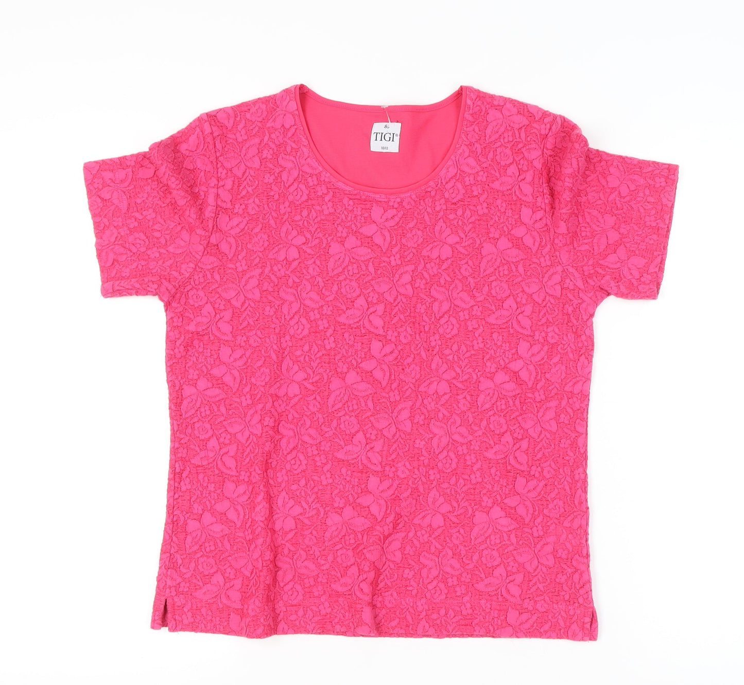 Womens UK Size 10 TIGI Pink Basic T-Shirt