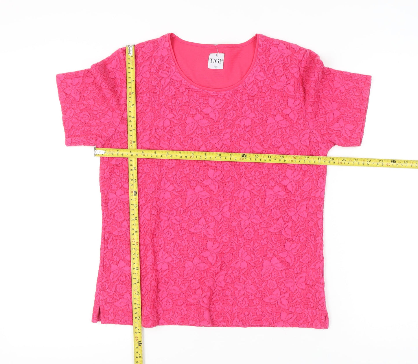 Womens UK Size 10 TIGI Pink Basic T-Shirt