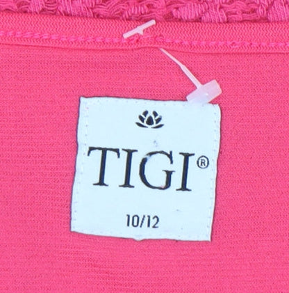 Womens UK Size 10 TIGI Pink Basic T-Shirt