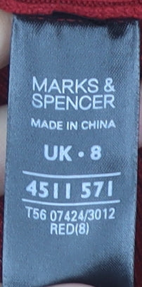 Womens UK Size 8 Marks and Spencer Red Cardigan Jumper