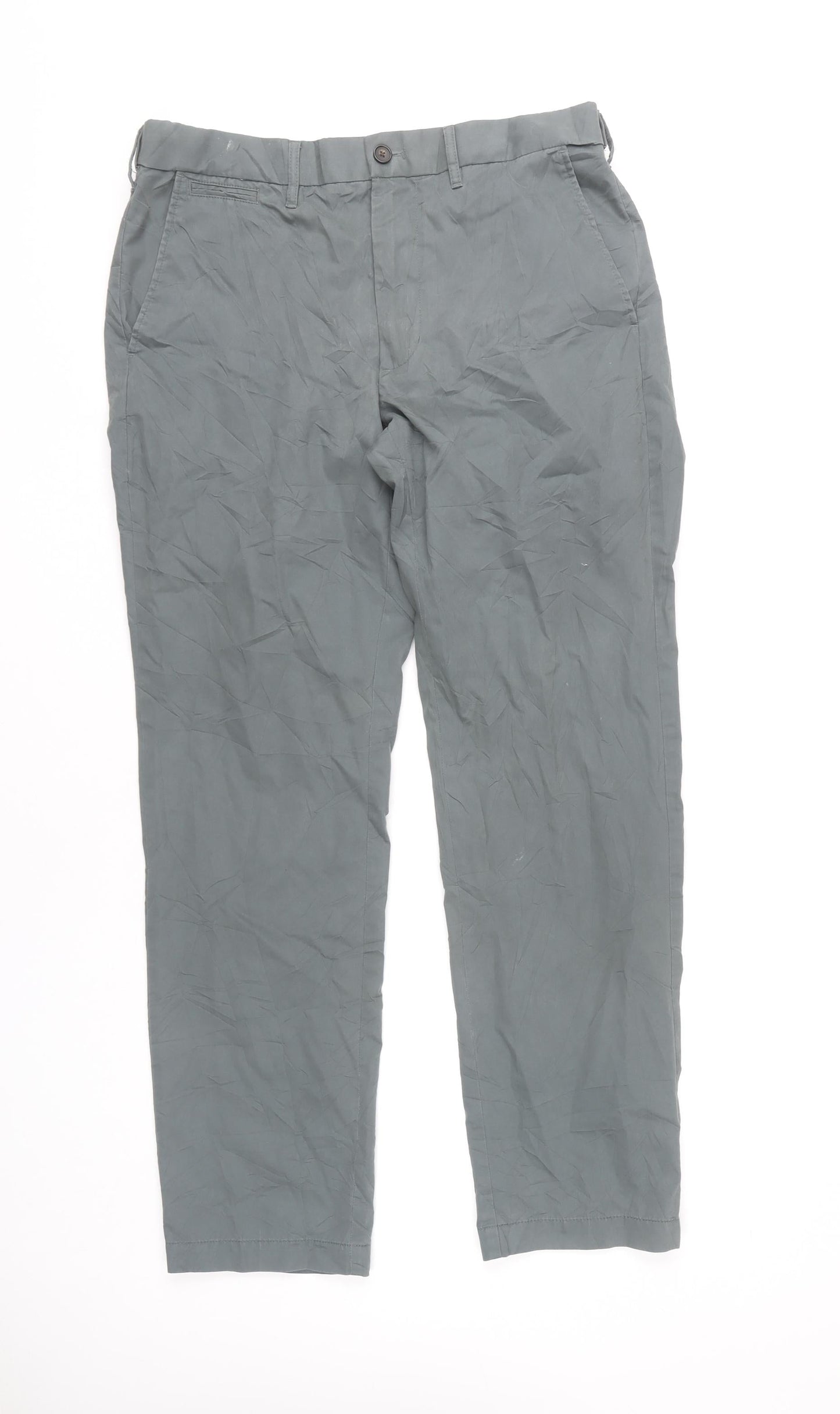 Marks and Spencer Men's Grey Chino Trousers Size 34 Regular
