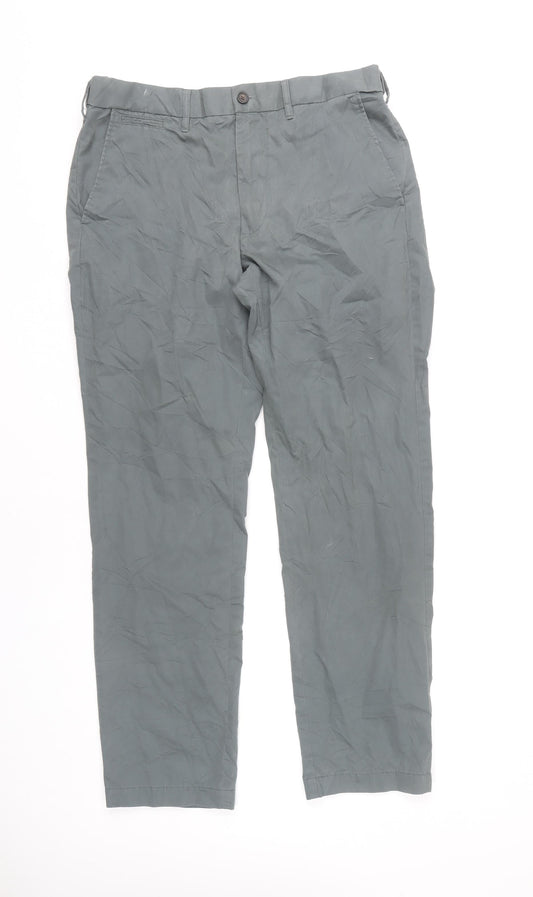 Marks and Spencer Men's Grey Chino Trousers Size 34 Regular