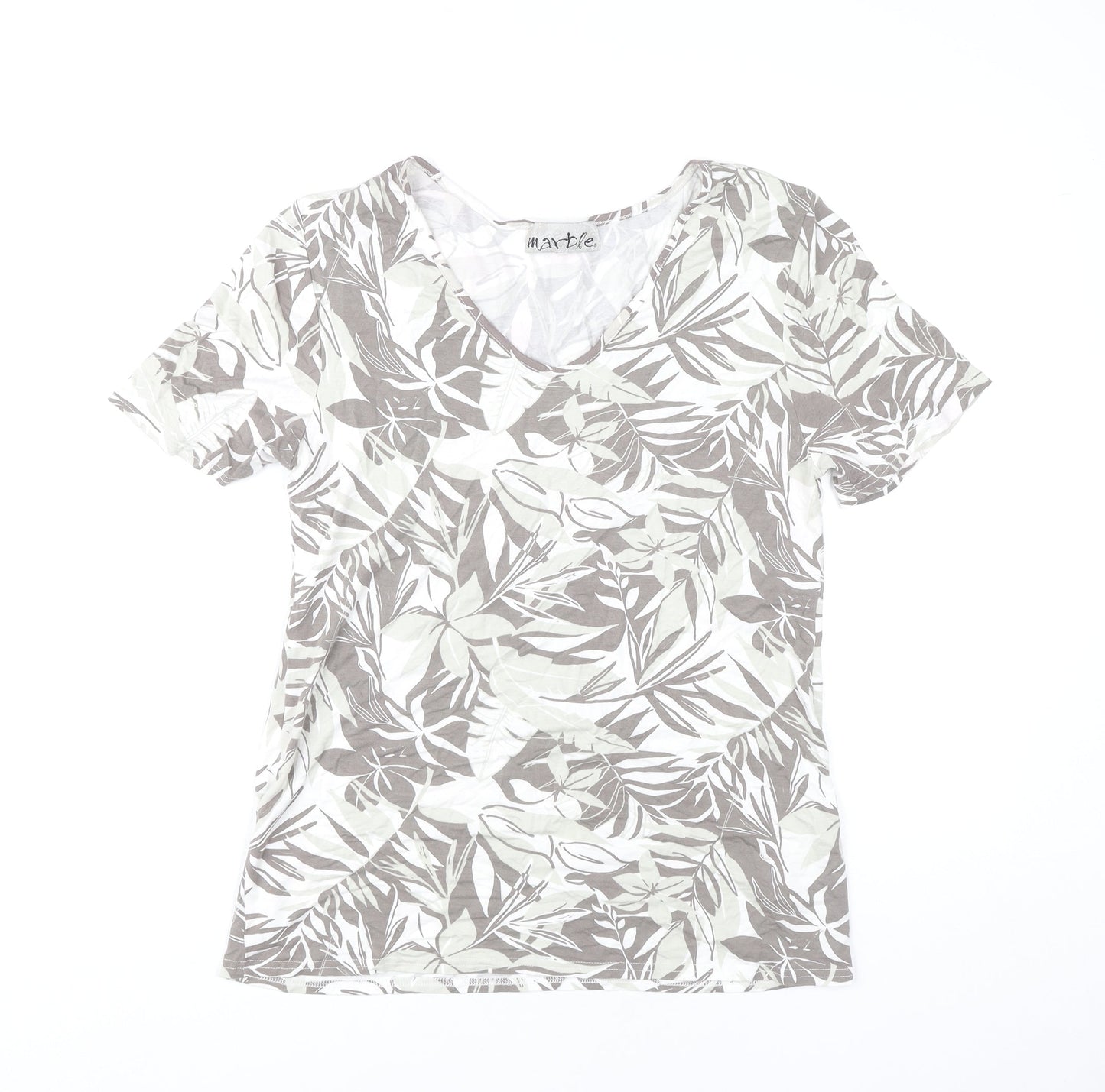 Womens UK Size 14 Marble Multicoloured Basic T-Shirt