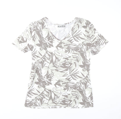 Womens UK Size 14 Marble Multicoloured Basic T-Shirt