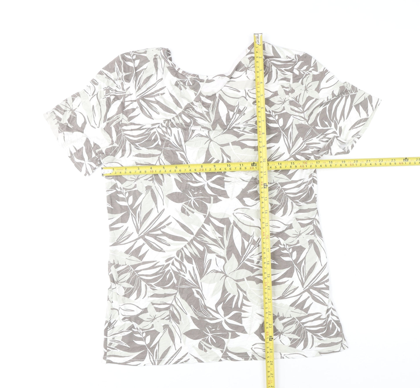 Womens UK Size 14 Marble Multicoloured Basic T-Shirt