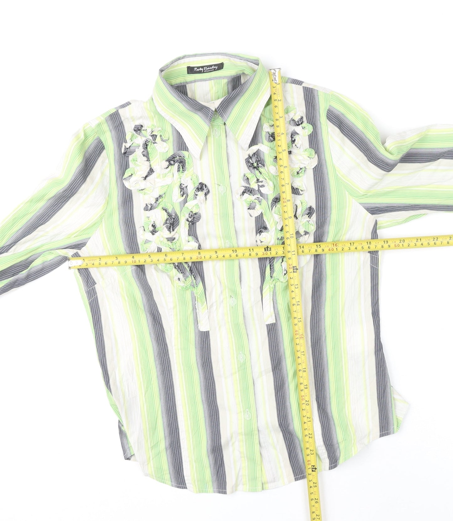 Betty Barclay Green Striped Button-Up Shirt Size 12