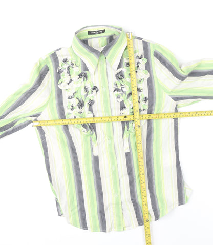 Betty Barclay Green Striped Button-Up Shirt Size 12