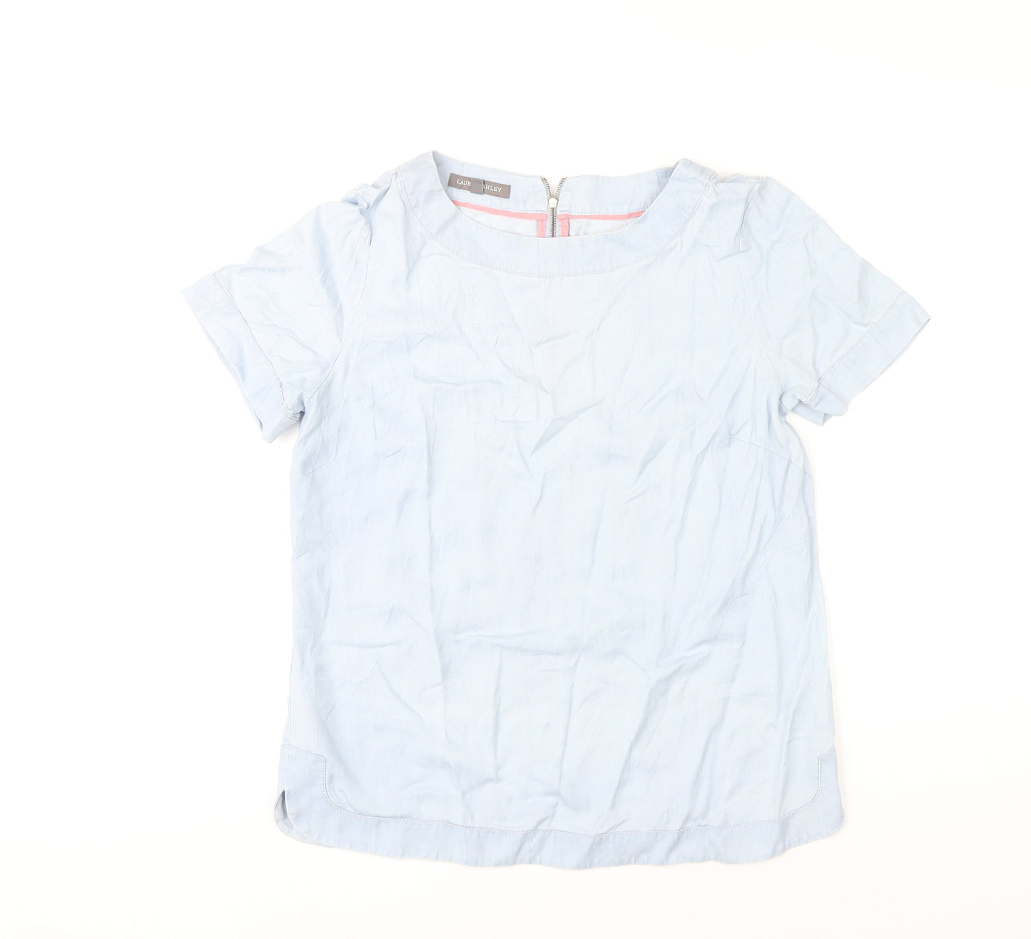 Laura Ashley Women's Blue Blouse UK 12 Casual Short Sleeve