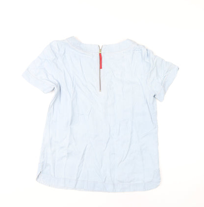 Laura Ashley Women's Blue Blouse UK 12 Casual Short Sleeve