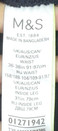 Marks and Spencer Men's Blue Regular Trousers XL