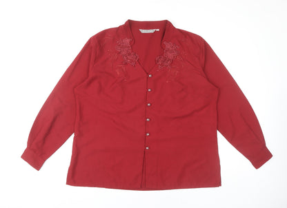 Womens UK Size 20 The Pearl Collection Red Basic Blouse