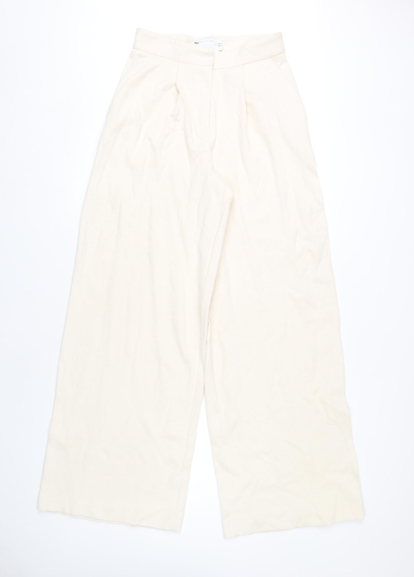 Womens UK Size 10 ASOS Regular Fit Wide-Leg Ivory Trousers