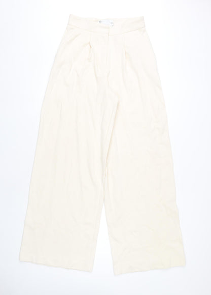 Womens UK Size 10 ASOS Regular Fit Wide-Leg Ivory Trousers