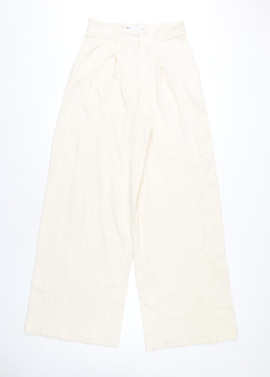 Womens UK Size 10 ASOS Regular Fit Wide-Leg Ivory Trousers