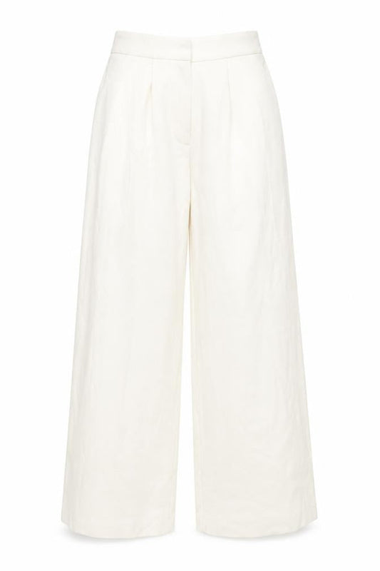 Front view of ASOS Women's Ivory Wide-Leg Trousers, size 10