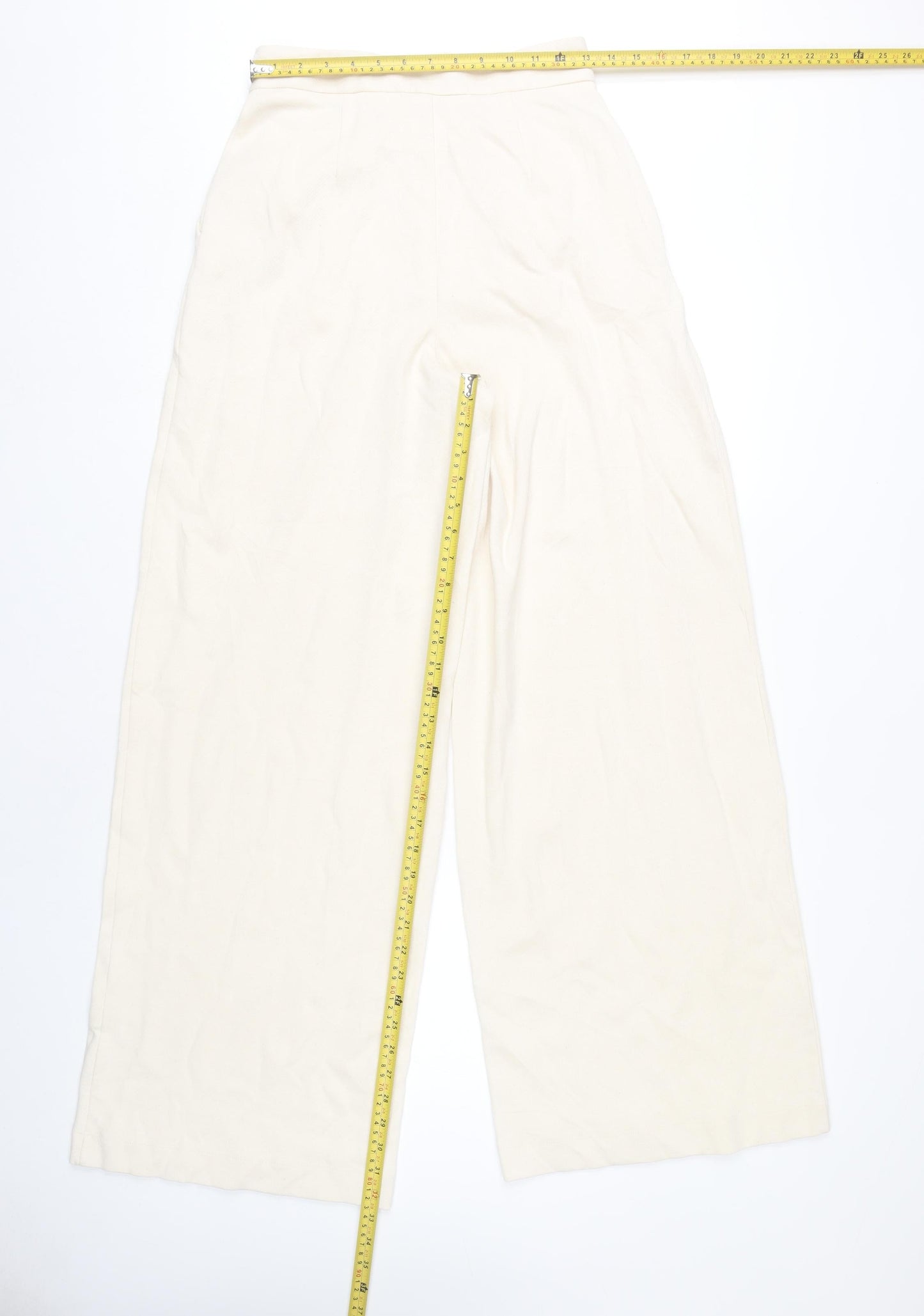 Womens UK Size 10 ASOS Regular Fit Wide-Leg Ivory Trousers