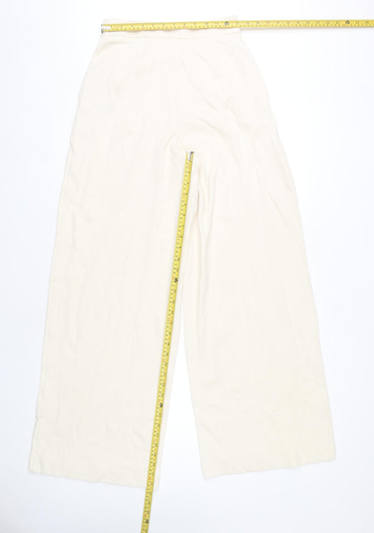 Womens UK Size 10 ASOS Regular Fit Wide-Leg Ivory Trousers