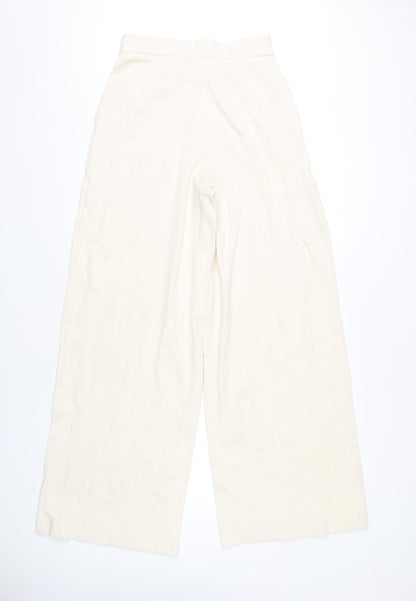 Womens UK Size 10 ASOS Regular Fit Wide-Leg Ivory Trousers