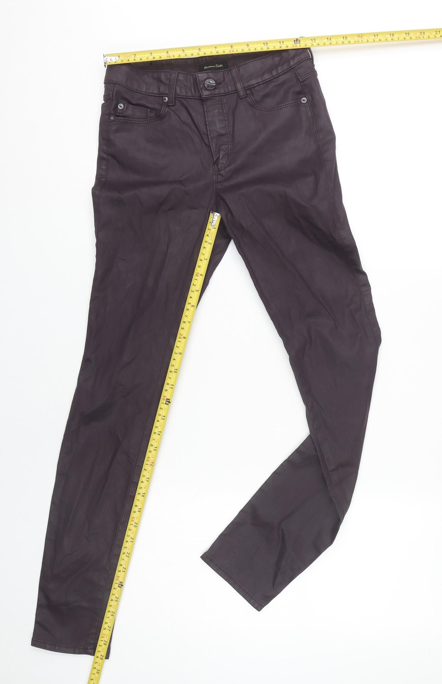 Massimo Dutti Women's Purple Slim Fit Trousers Size 6