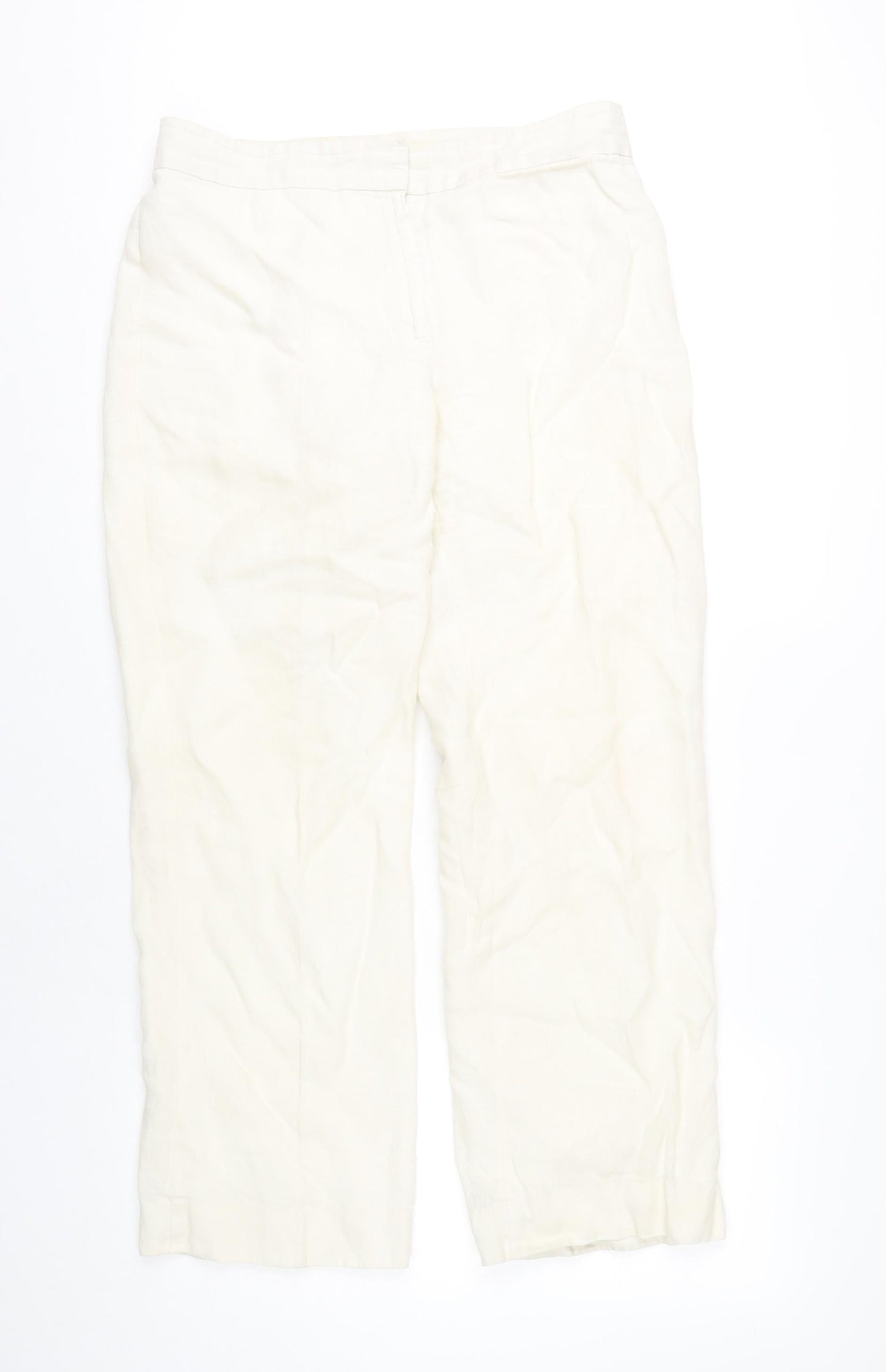Brooks Brothers Women's Ivory Linen Trousers, Size L