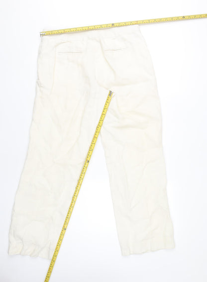 Brooks Brothers Women's Ivory Linen Trousers, Size L