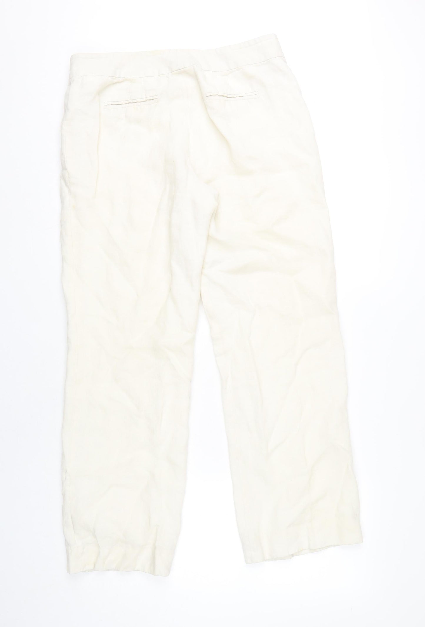 Brooks Brothers Women's Ivory Linen Trousers, Size L