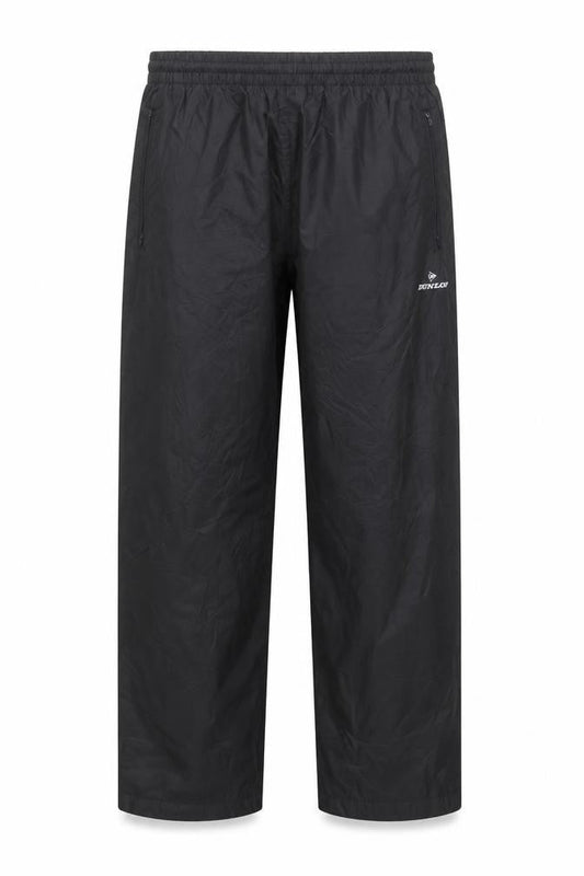 Front view of Dunlop Men's Black Windbreaker Trousers M