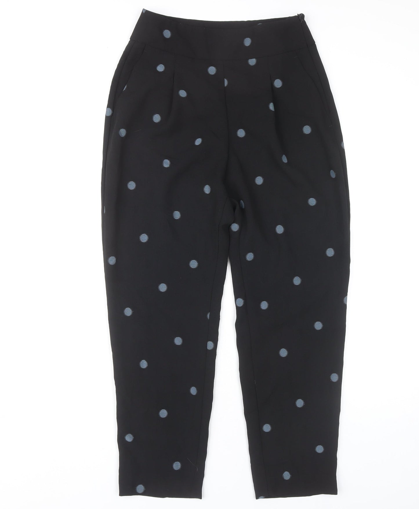 Womens UK Size 10 Zara Regular Fit Cropped Black Trousers