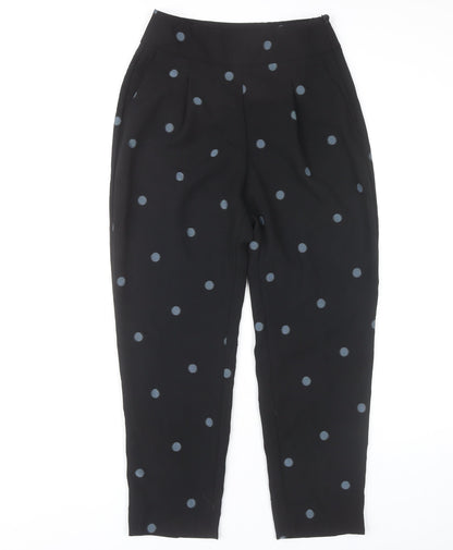 Womens UK Size 10 Zara Regular Fit Cropped Black Trousers