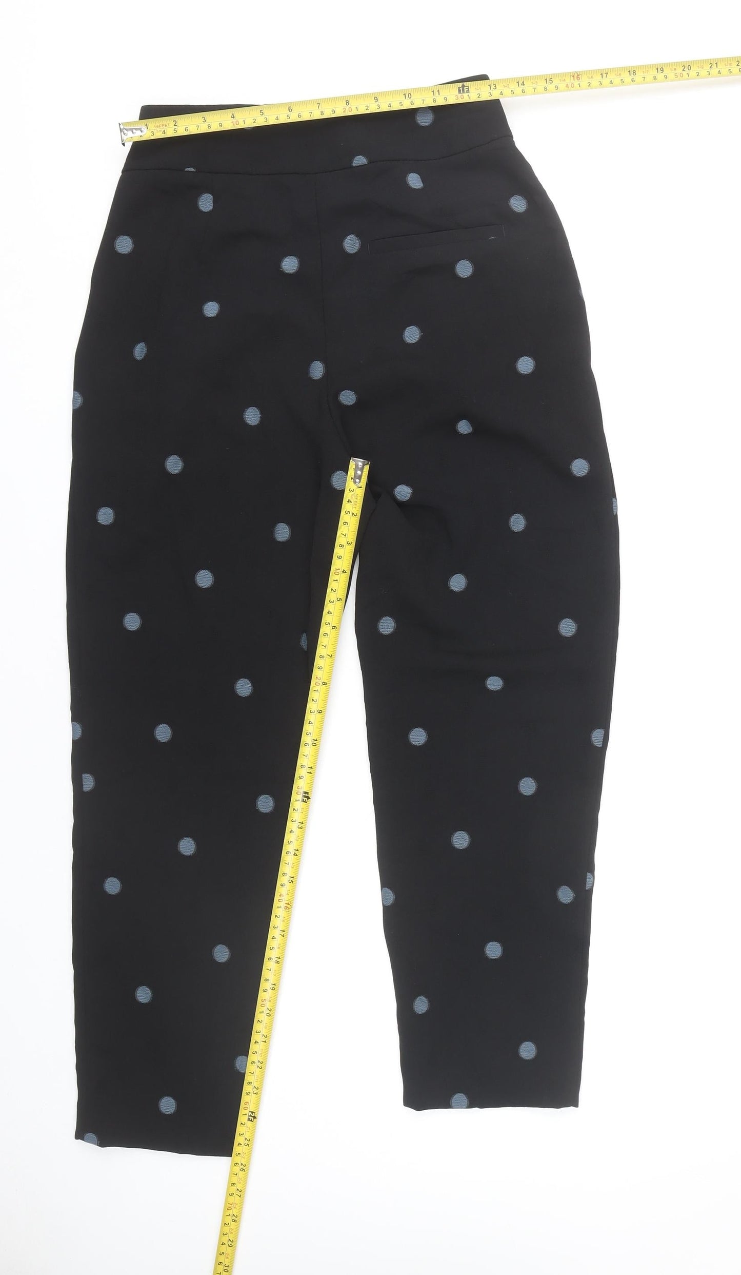 Womens UK Size 10 Zara Regular Fit Cropped Black Trousers