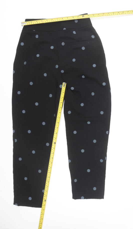 Womens UK Size 10 Zara Regular Fit Cropped Black Trousers