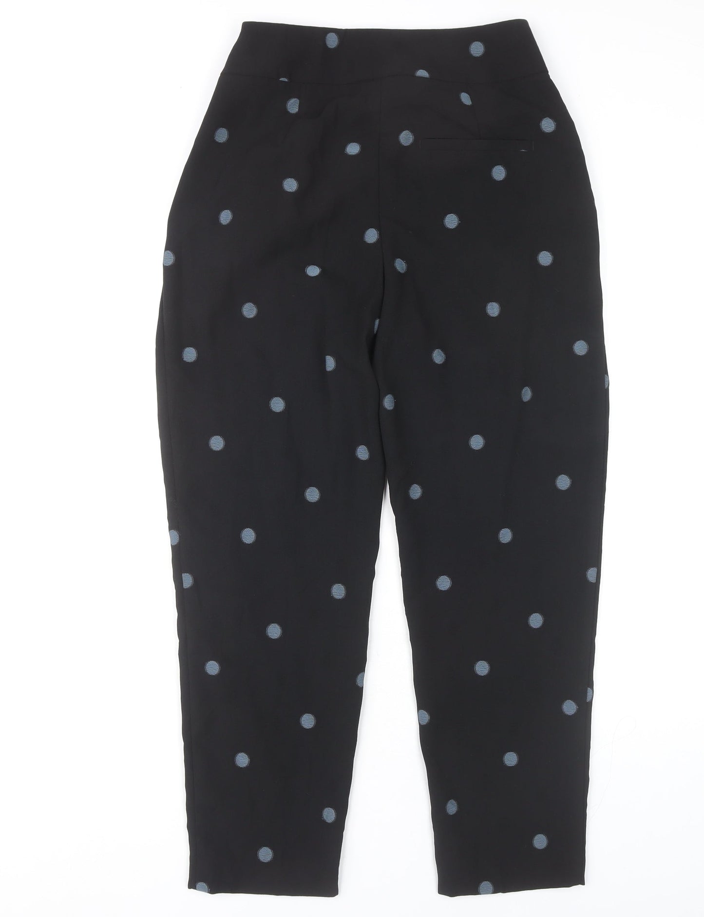 Womens UK Size 10 Zara Regular Fit Cropped Black Trousers