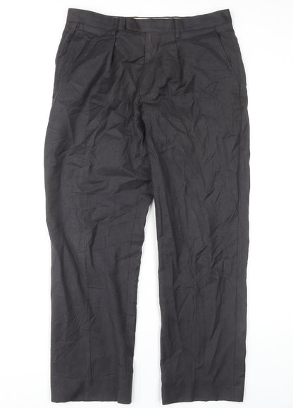 T.M. Lewin Men's Black Wool Dress Pants, Size L