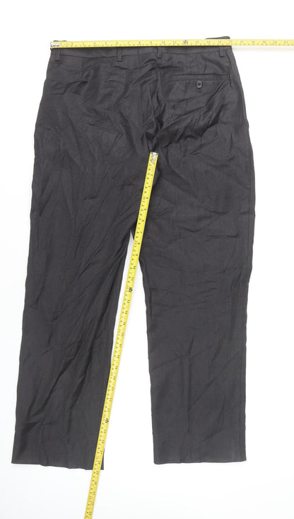 T.M. Lewin Men's Black Wool Dress Pants, Size L