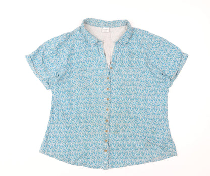Cotton Traders Women's Blue Floral Button-Up Shirt 14