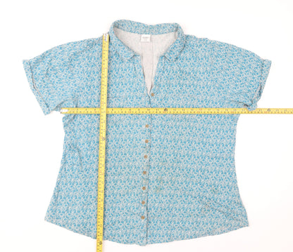 Cotton Traders Women's Blue Floral Button-Up Shirt 14