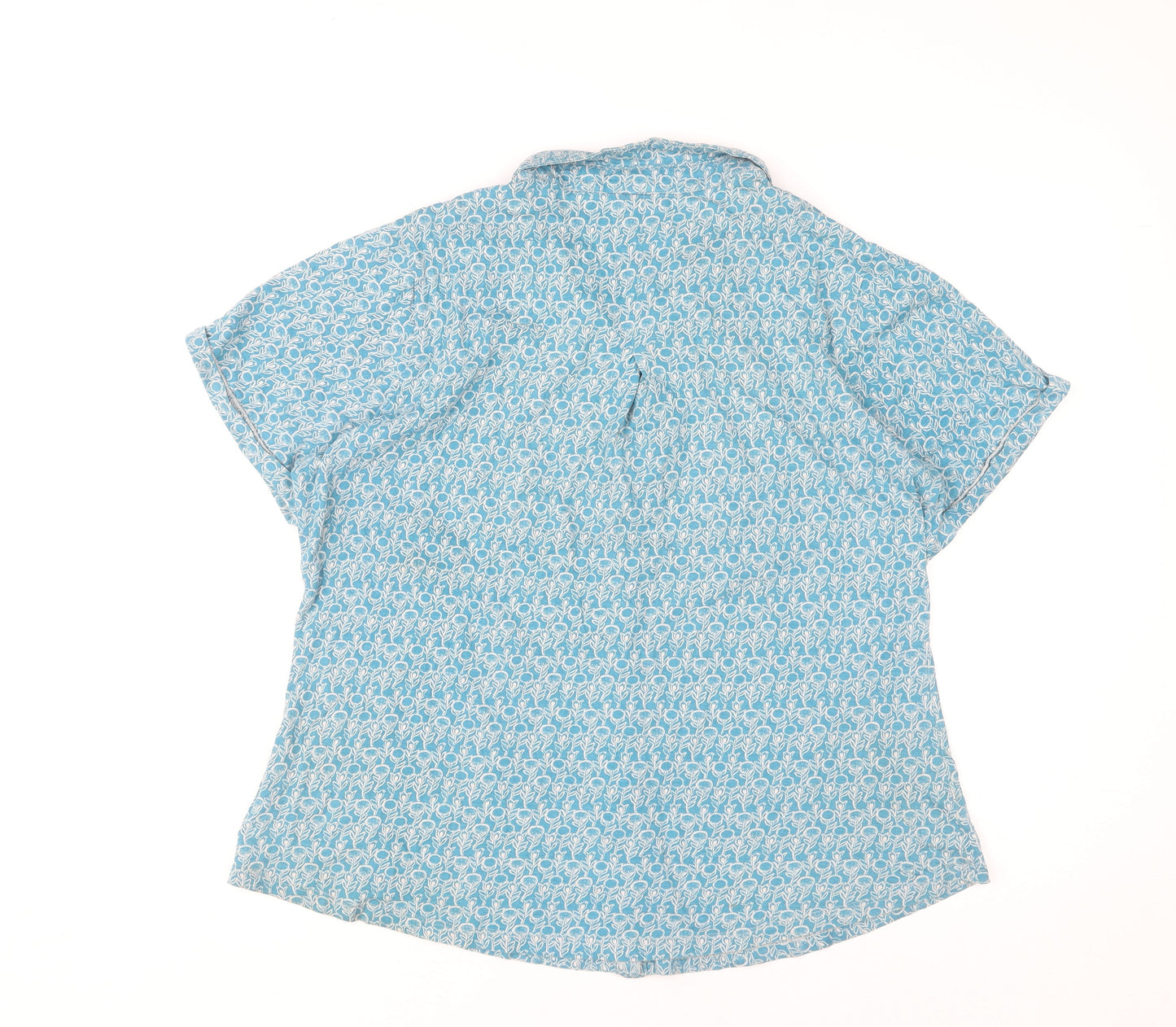 Cotton Traders Women's Blue Floral Button-Up Shirt 14